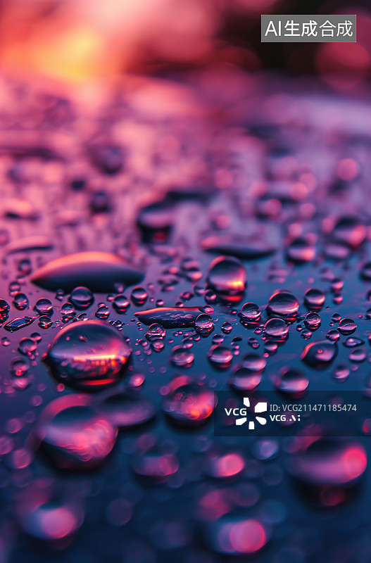【AI数字艺术】水滴落在玻璃上的全帧照片图片素材
