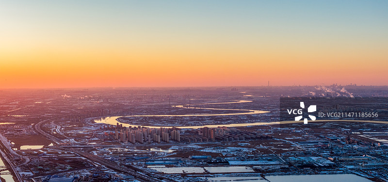 天津海河天际线航拍图片素材