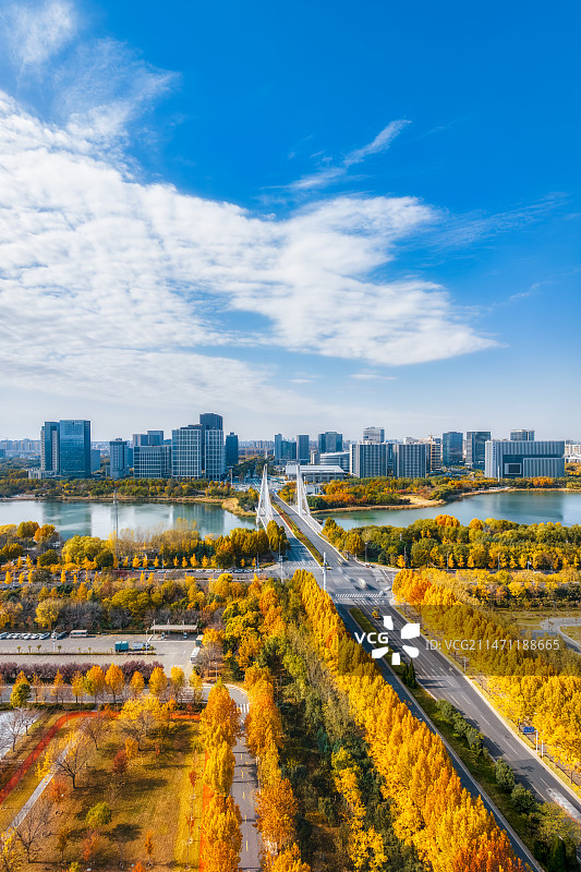 河南省郑州市郑东新区龙子湖智慧岛都市风光航拍图片素材