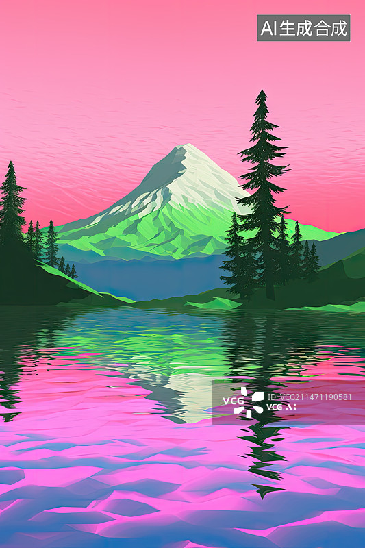 【AI数字艺术】夕阳下的雪山图片素材