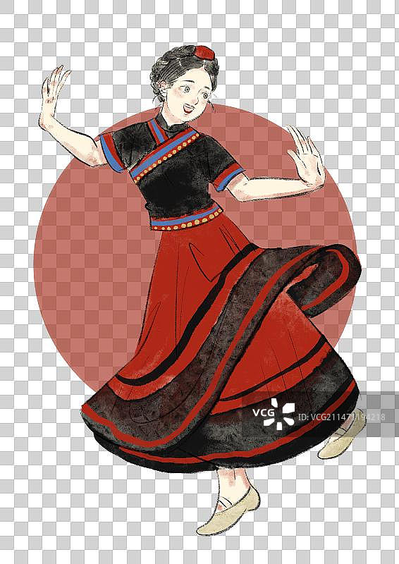 彝族舞蹈插画元素图片素材