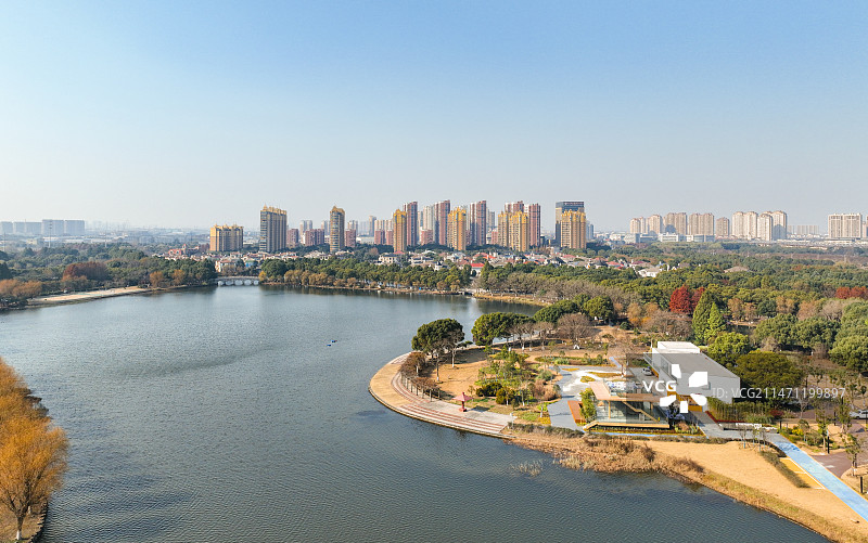 航拍昆山体育生态园图片素材