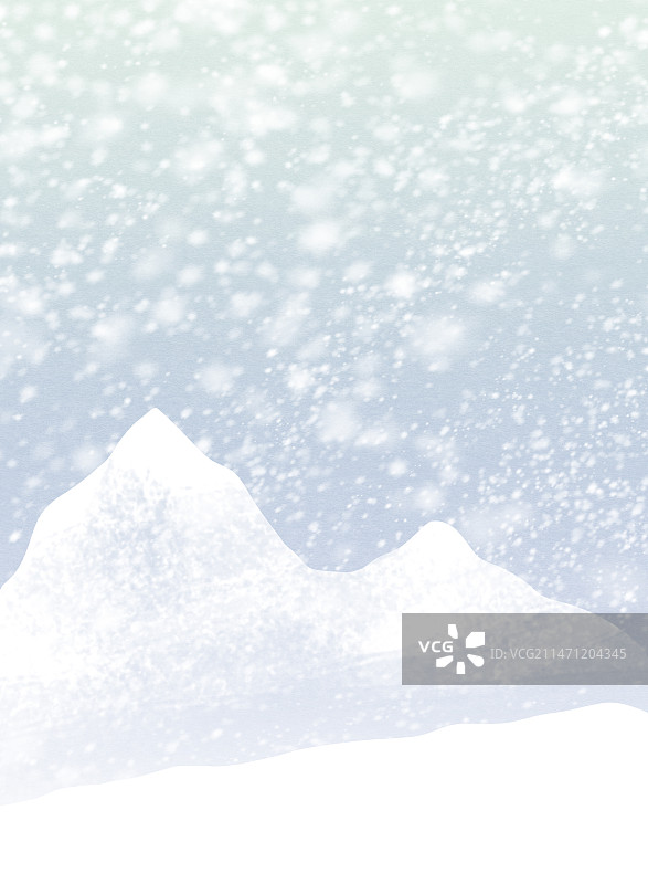 漫天飞雪的冰封雪山风景插画图片素材