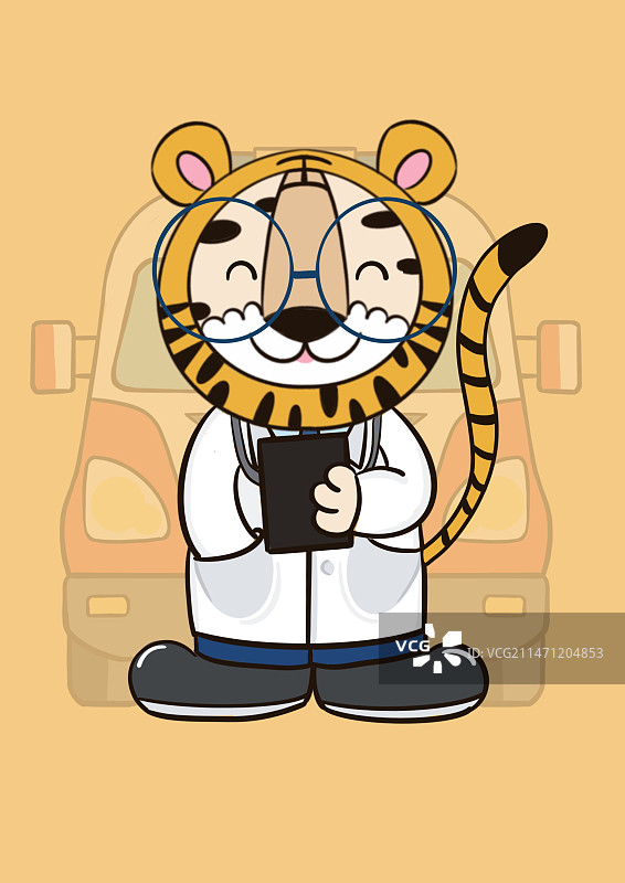 老虎医生卡通图片素材