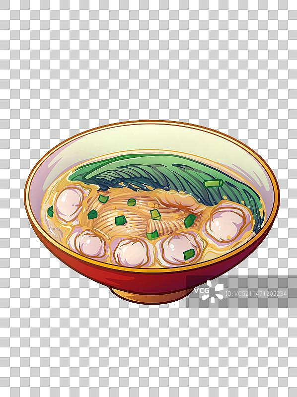 美食云吞面小吃手绘国潮风图片素材
