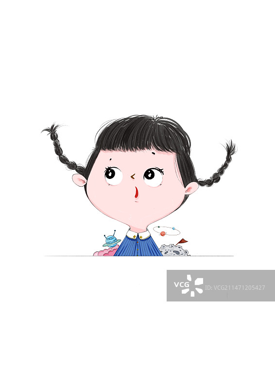 小女孩头像插画图片素材