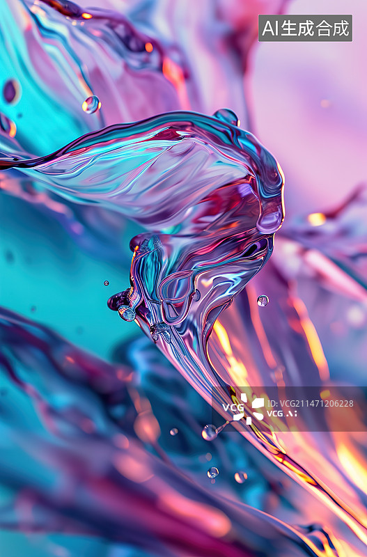 【AI数字艺术】水滴落在玻璃上的特写镜头图片素材