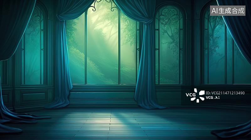 【AI数字艺术】月光照进房间背景图片素材