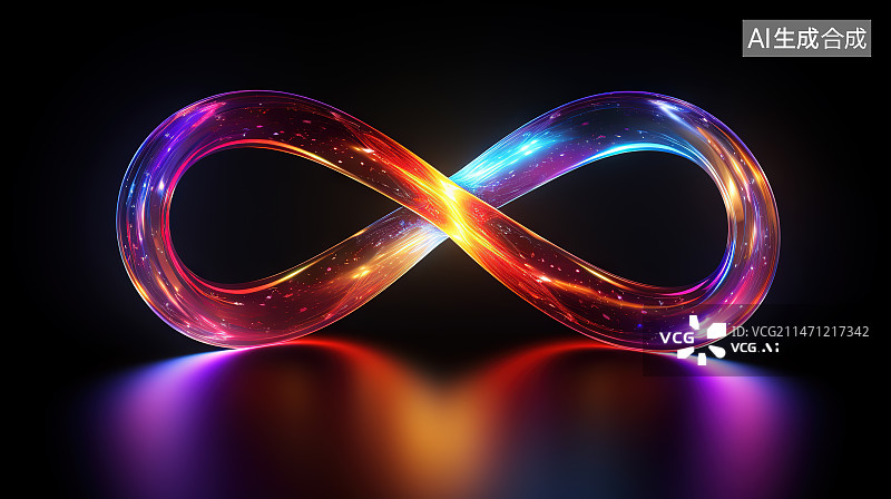 【AI数字艺术】彩色莫比乌斯环，无限循环标志图片素材