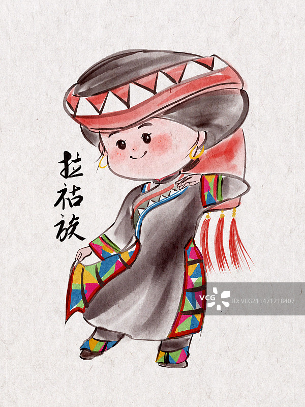 拉祜族少女图片素材