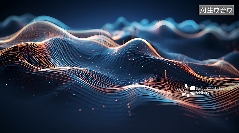 【AI数字艺术】炫酷的科技波浪图片素材