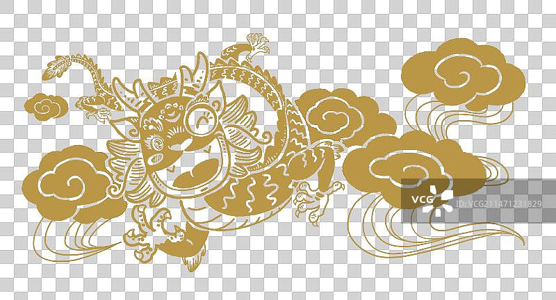 单色有着可爱挑逗表情的中国龙图片素材