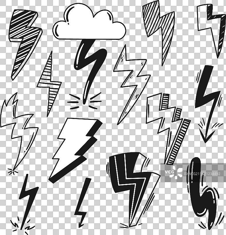 黑白闪电图标合集图片素材