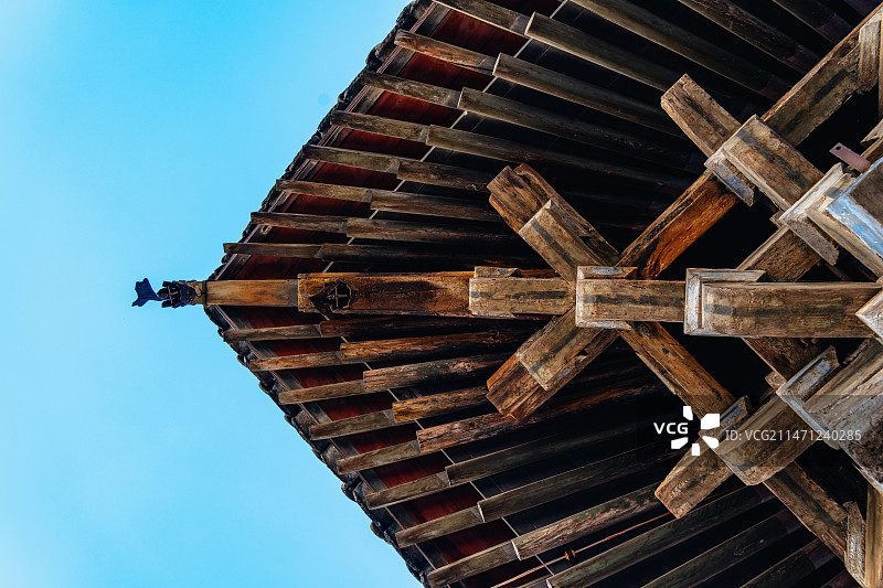天津独乐寺辽代建筑观音阁建筑结构特写图片素材
