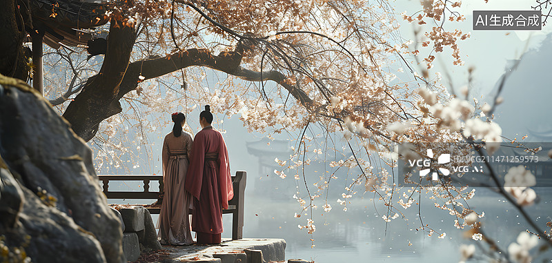 【AI数字艺术】古典爱情故事图片素材