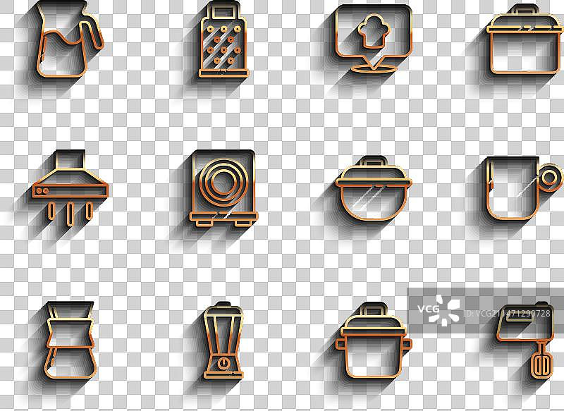 土耳其咖啡壶搅拌机水壶玻璃杯线条组合图片素材