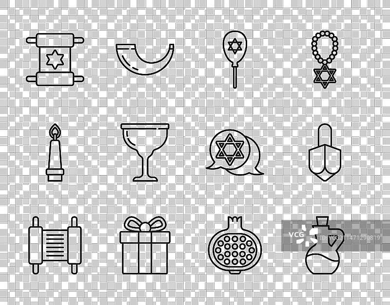 妥拉经卷、橄榄油瓶、气球图片素材