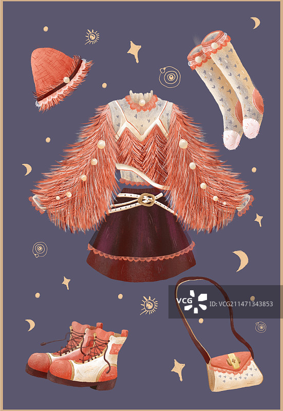 我的梦想服饰-时尚女孩新年穿搭图片素材