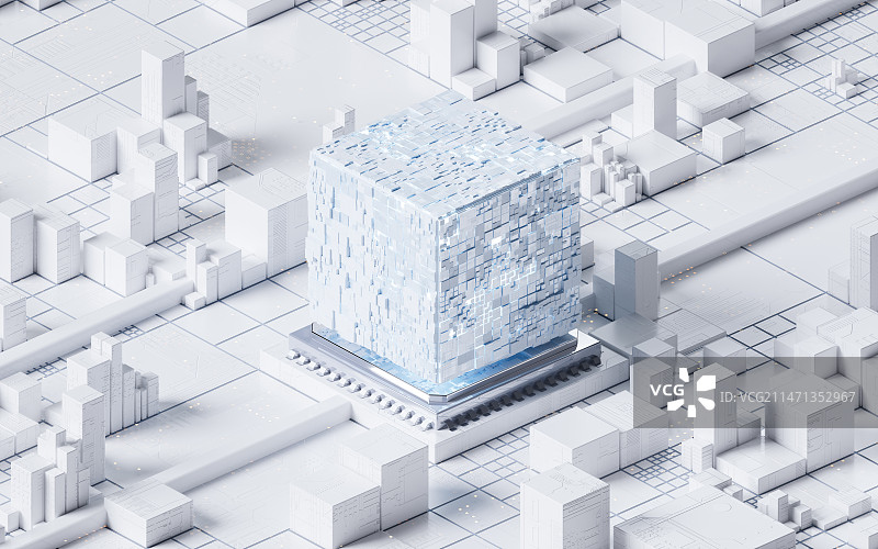 电路板与芯片科技背景3D渲染图片素材