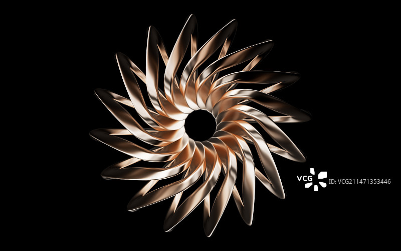 抽象金色金属曲面背景3D渲染图片素材