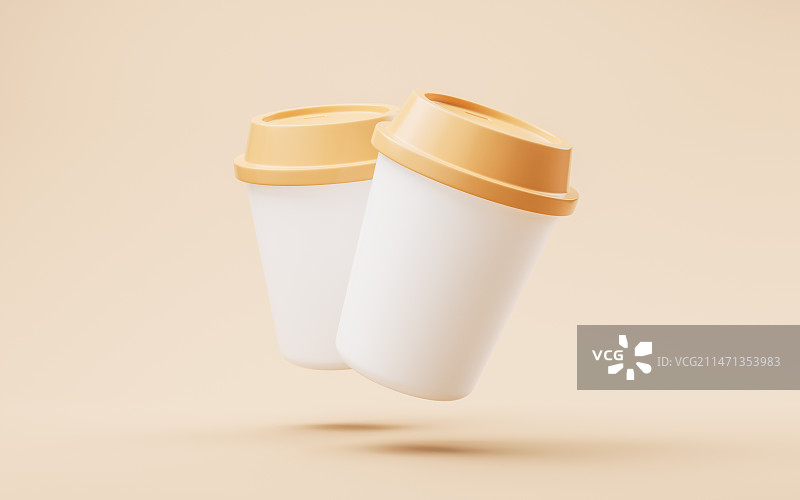 卡通风格咖啡杯3D渲染图片素材