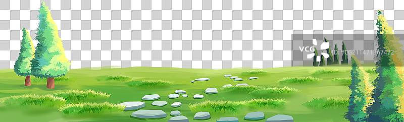 插画草原草地元素图片素材