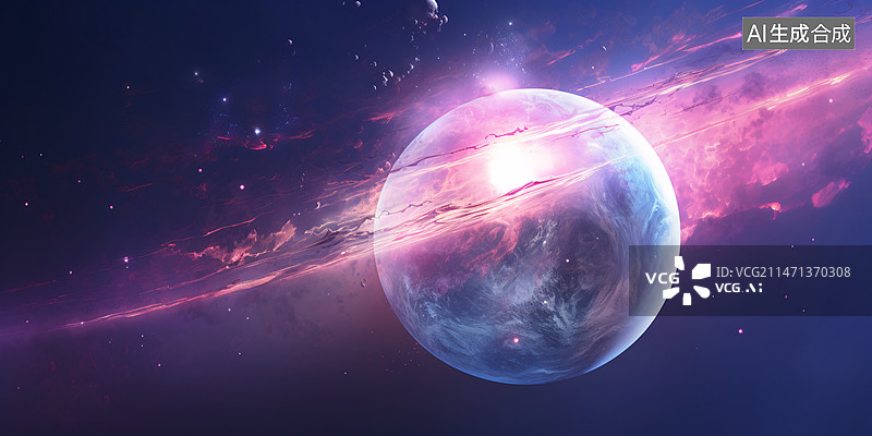 【AI数字艺术】宇宙星球外太空插画，外星星系天文学概念插图图片素材