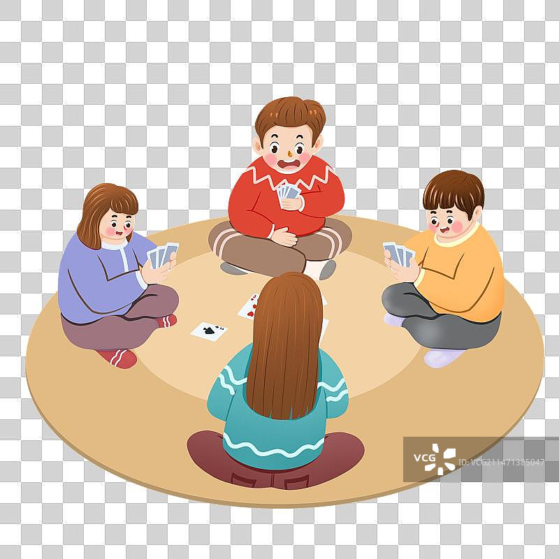兄弟姐妹聚会过年一起打牌休闲娱乐图片素材