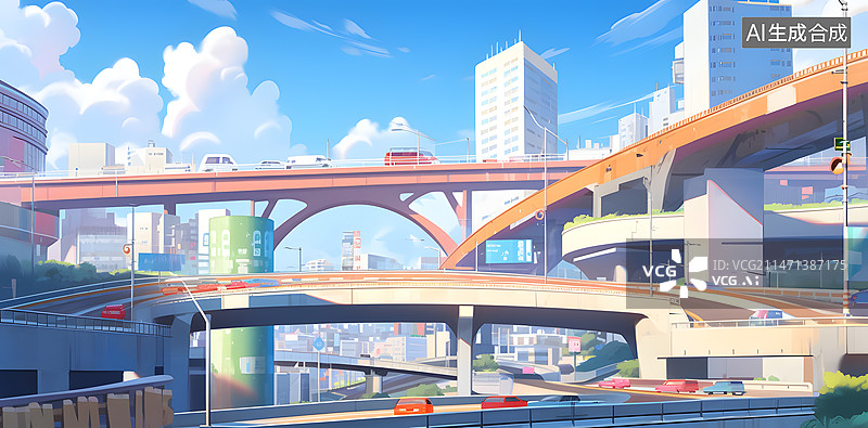 【AI数字艺术】城市插画图片素材