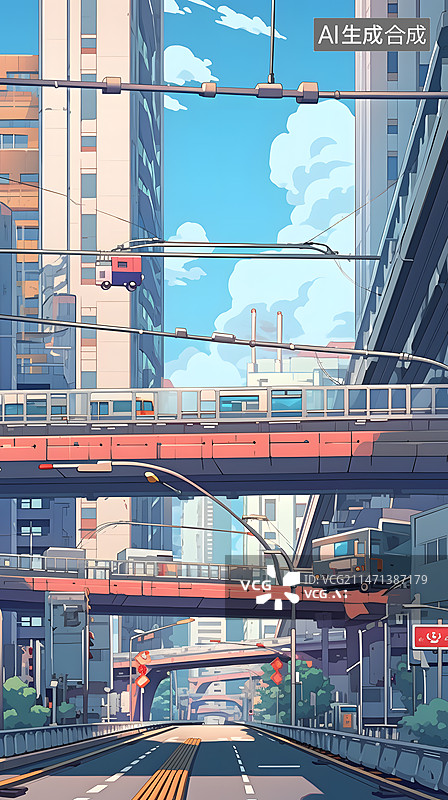 【AI数字艺术】城市插画图片素材