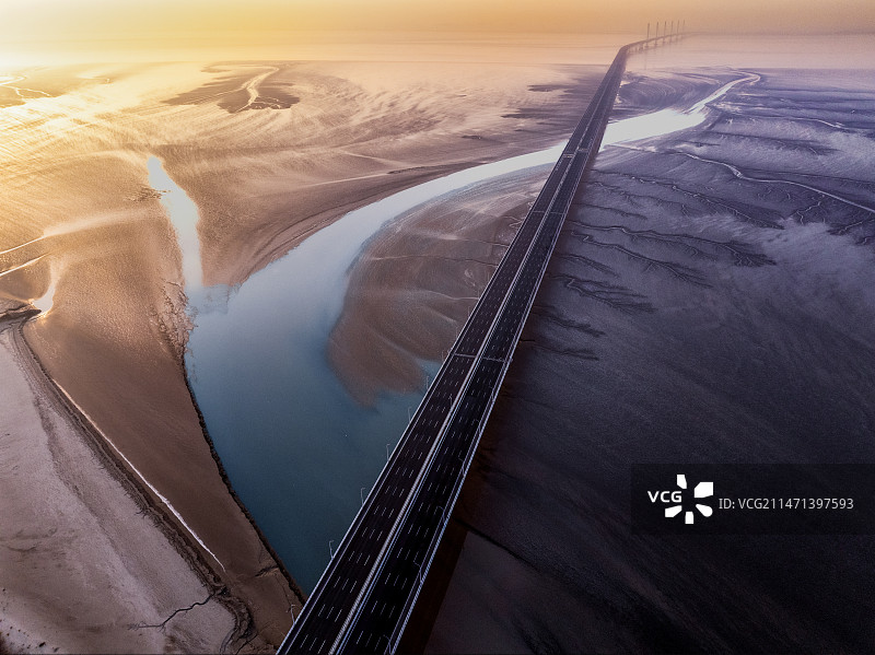 嘉邵大桥日出图片素材