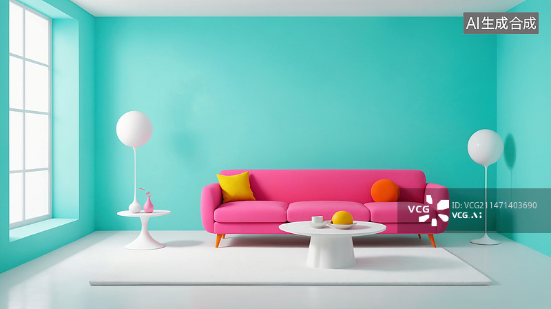 【AI数字艺术】高饱和对比色创意空间设计图片素材