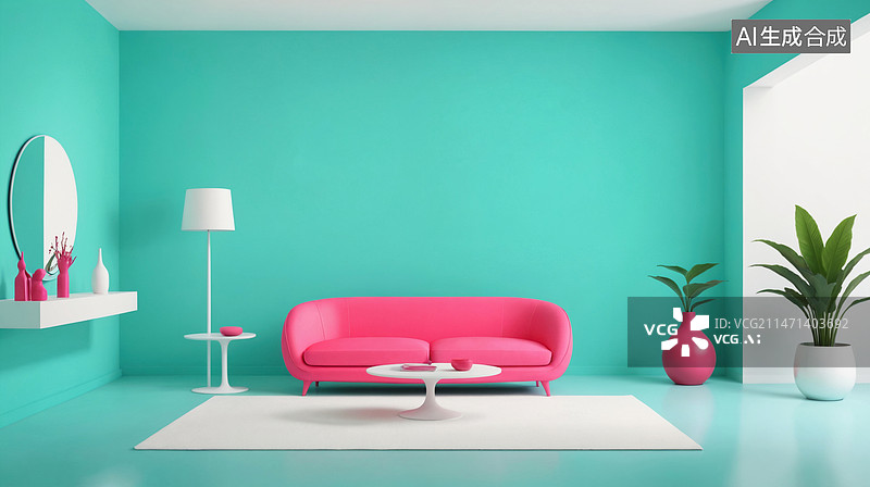 【AI数字艺术】高饱和对比色创意空间设计图片素材