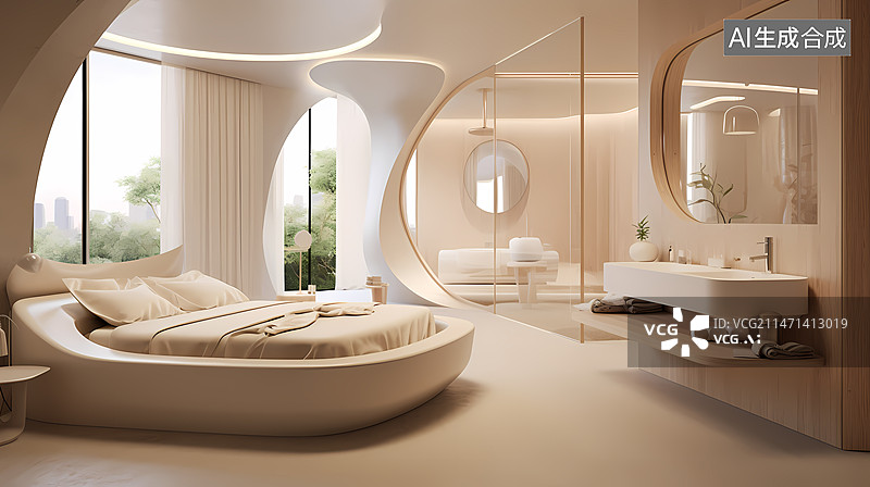 【AI数字艺术】酒店客房效果图图片素材