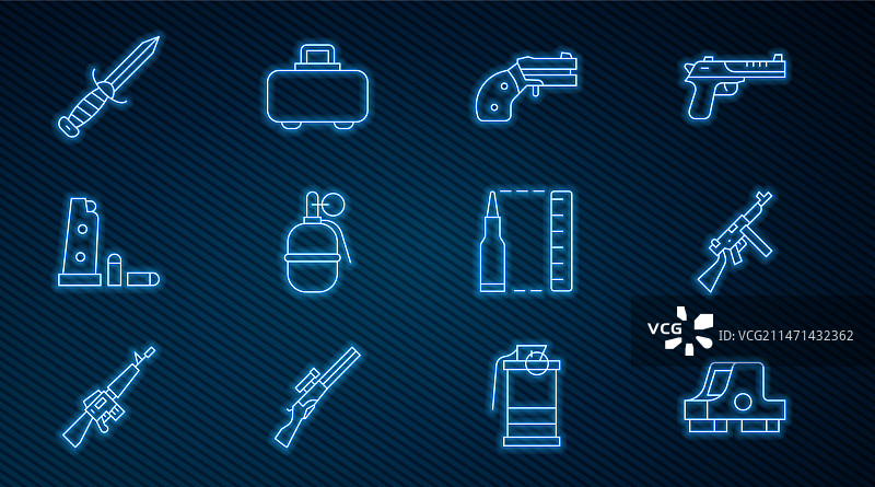 准直仪瞄准具汤米枪小物件线集合图片素材