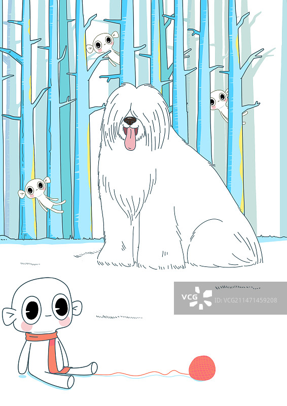 插画狗狗场景背景图片素材