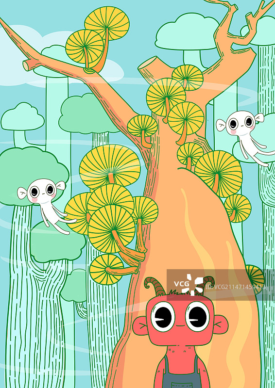 奇幻插画森林场景图片素材