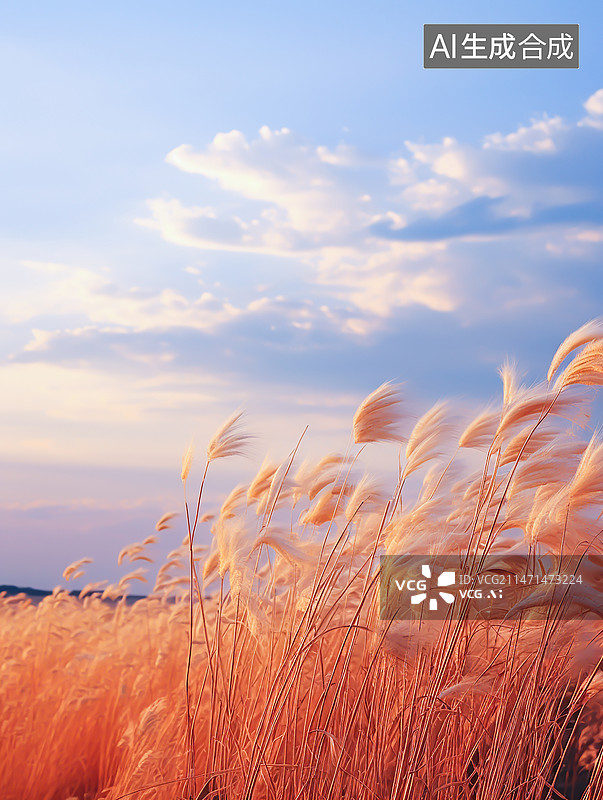 【AI数字艺术】柔和桃色芦苇图片素材