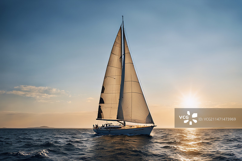 日落下的帆船图片素材