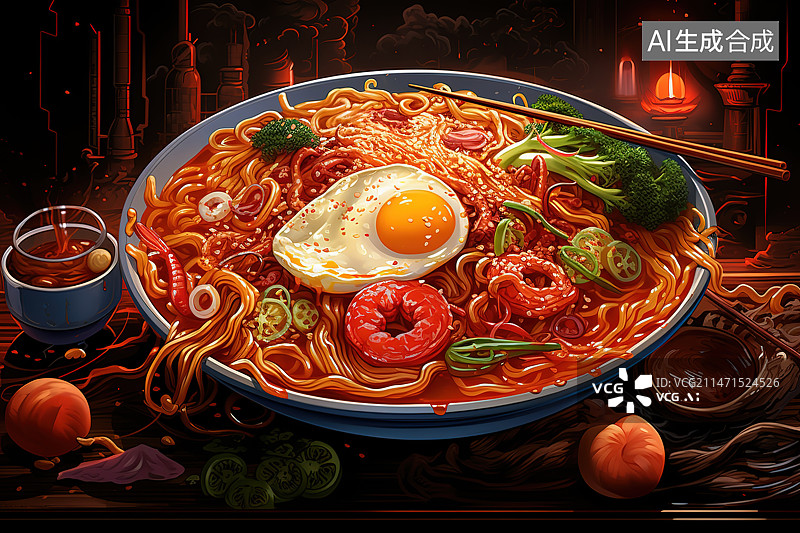 【AI数字艺术】餐桌上食物的高角度视图图片素材