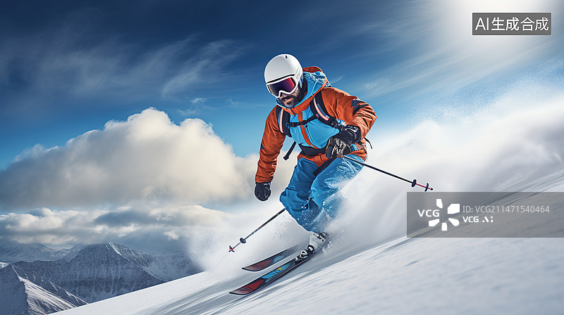 【AI数字艺术】滑雪的青年图片素材