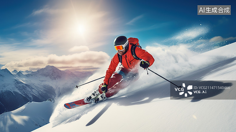 【AI数字艺术】滑雪的青年图片素材