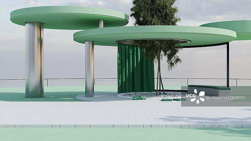 竹林现代简约阳台艺术抽象空间图片素材