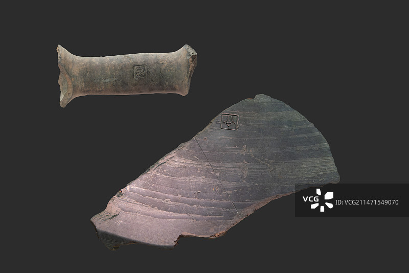 春秋战国时期，韩国陶器上的铭文，陶器残片图片素材