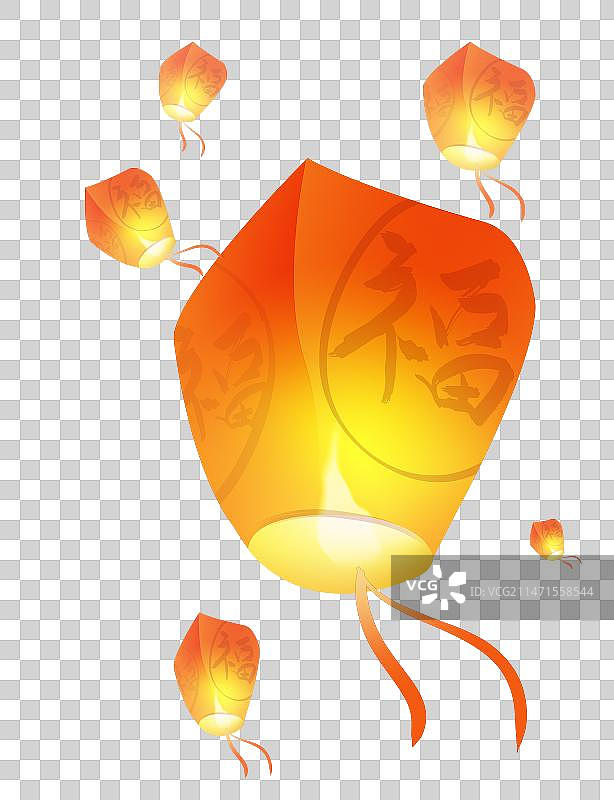 手绘孔明灯图片素材