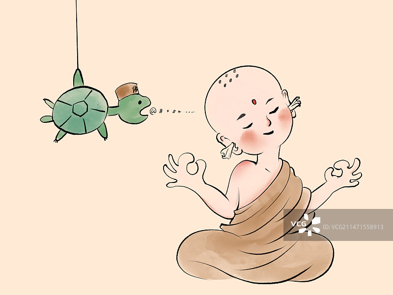 佛系小和尚念经图片素材