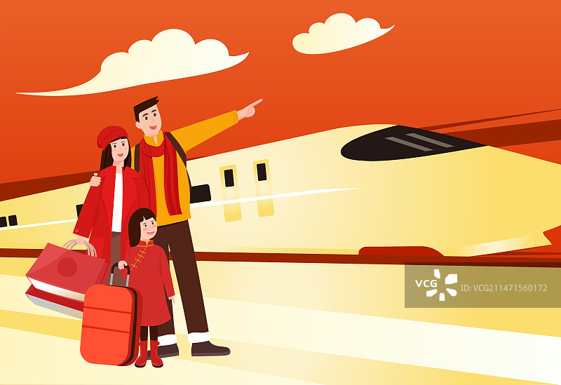 过年回家的人矢量插画图片素材