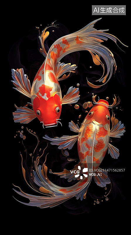 【AI数字艺术】锦鲤图片素材