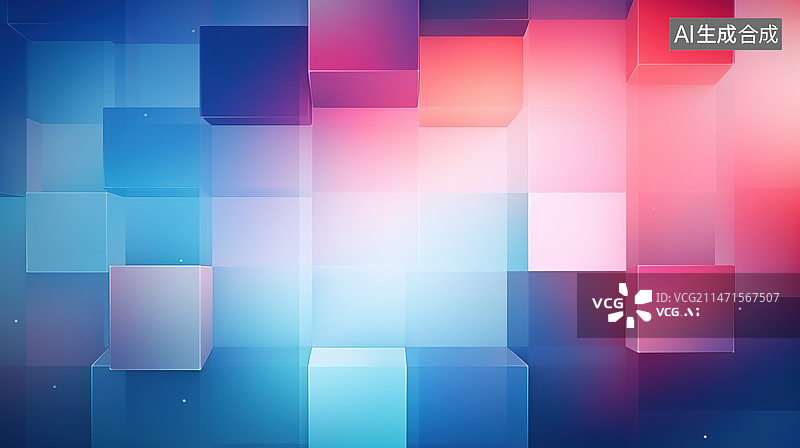 【AI数字艺术】正方形方块蓝色抽象科技背景图片素材