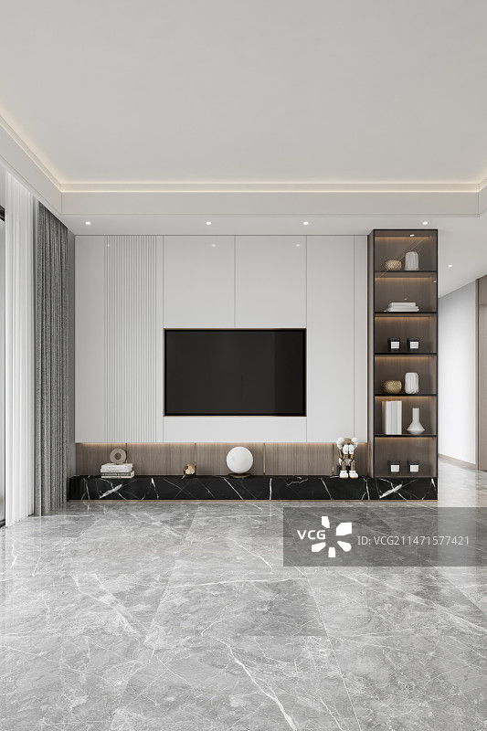现代风格住宅样板间电视柜电视机图片素材